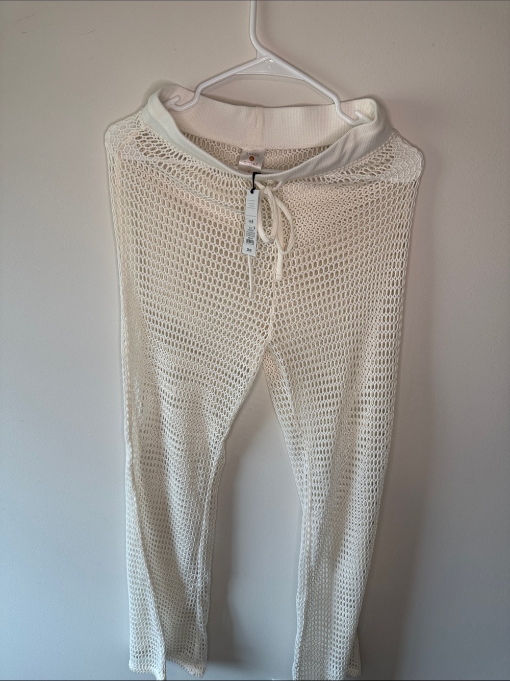 Shade & Shore Cream Open-Weave Crochet Cover-Up Pants